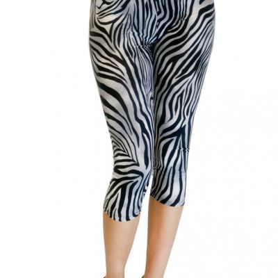 Vivian's Fashions Capri Leggings - Zebra Tight (Junior and Junior Plus Sizes)